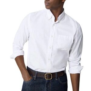 J. Crew Slim Fit Flex Washed Solid Men's White Button-Up Cotton Shirt NWT XXL